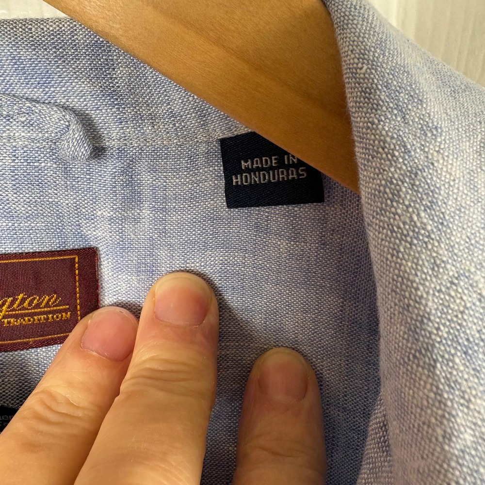 Bullington Linen Shirt Men's L Blue Short-Sleeve Button-Up Coastal Summer Resort - Picture 4 of 8